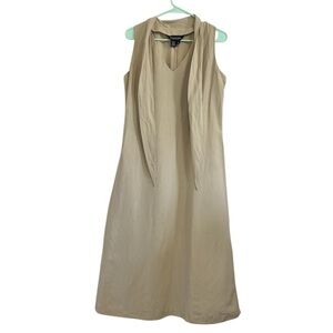 J. Peterman Tan A line Line Sink Blend Midi Dress